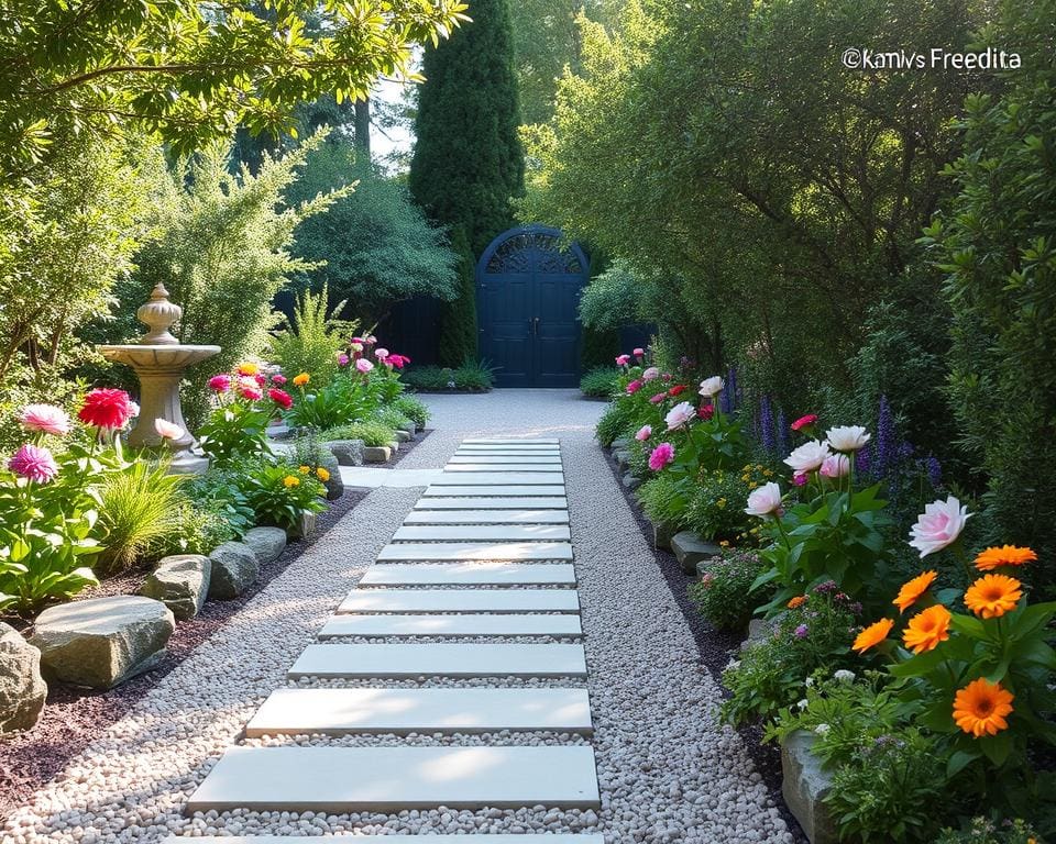 Elegante Gartenwege aus Kies und Naturstein gestalten