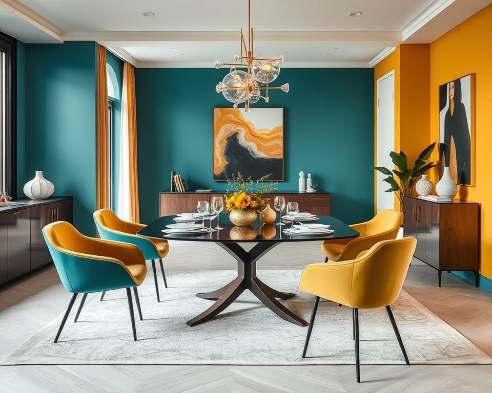 Esszimmer-Trends mit inspirierenden Farben und geometrischen Designs