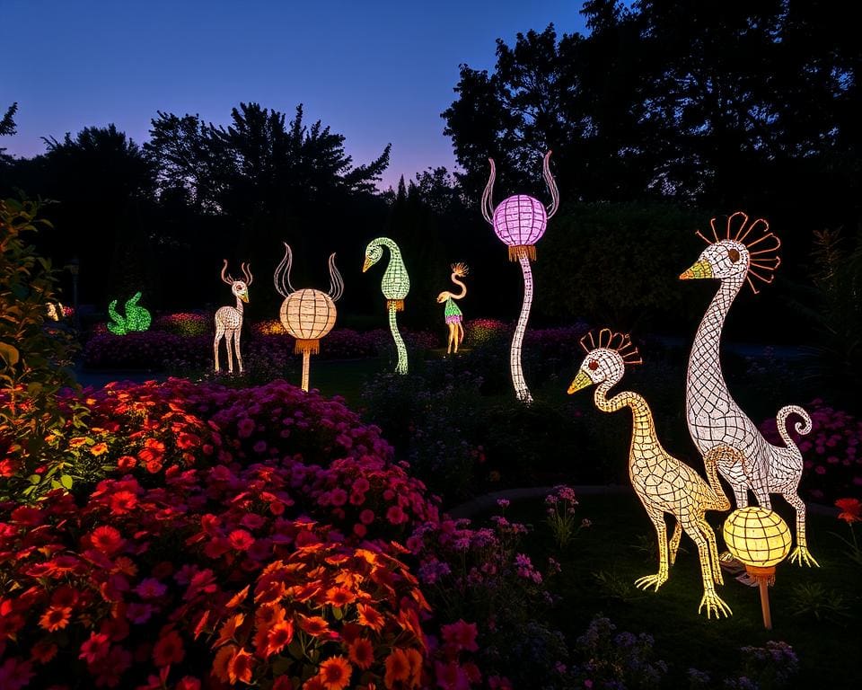 fantasievolle Gartenillumination