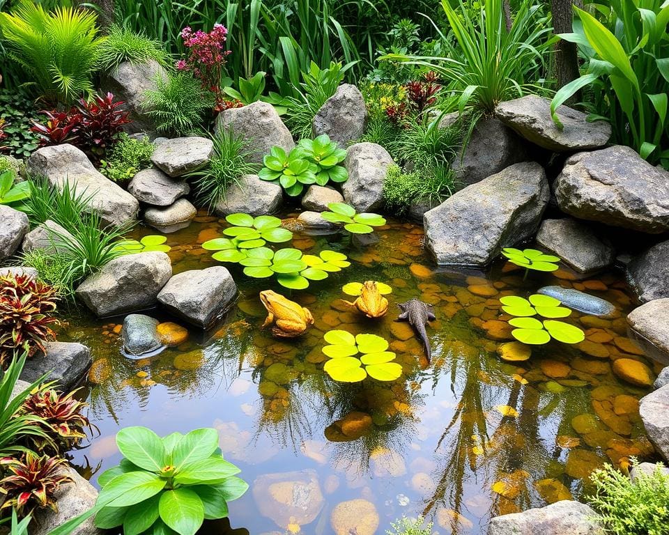 naturnah gestalteter Gartenteich für Amphibien