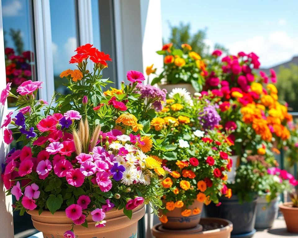 Balkonkästen mit Sommerblumen